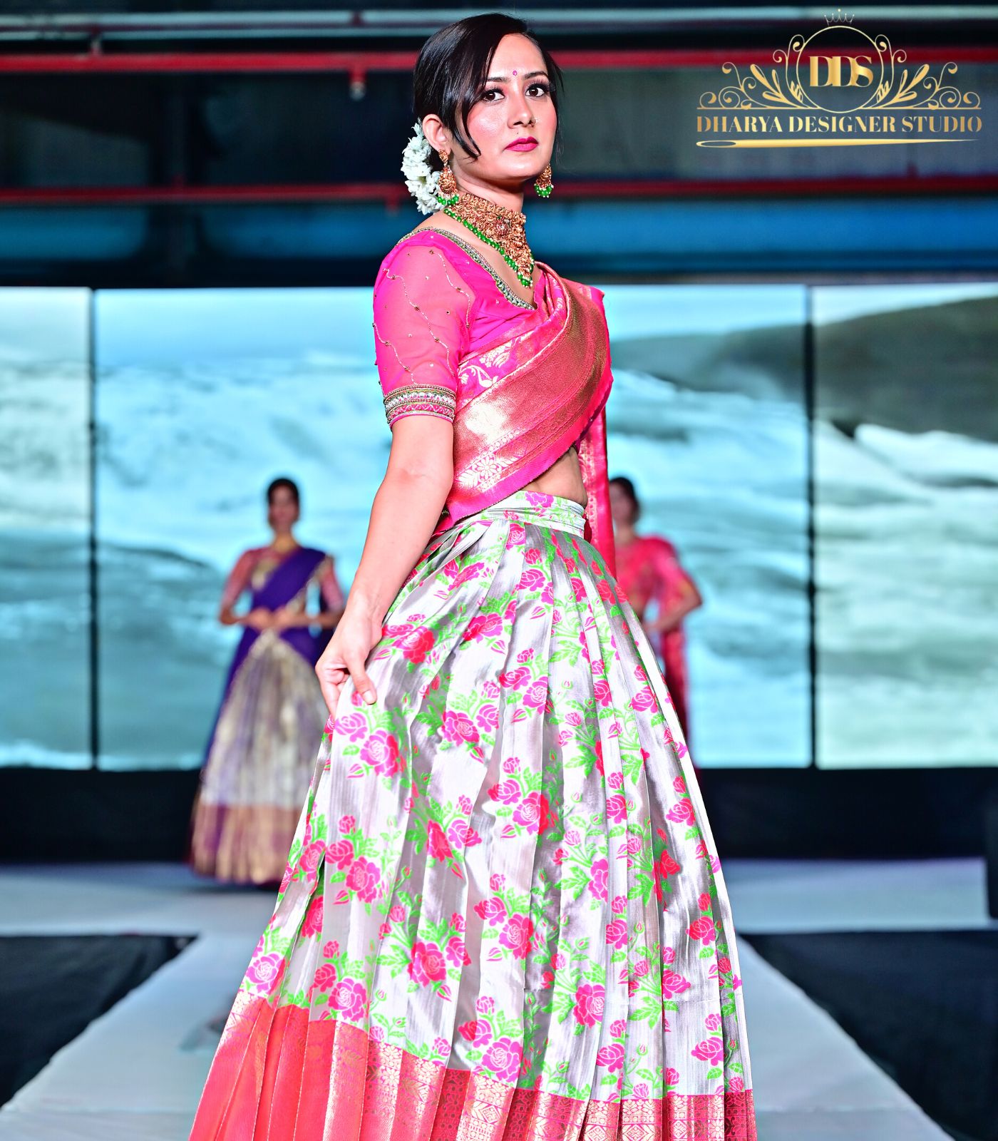 Simple Look Colorful Half Sarees - Saree Blouse Patterns
